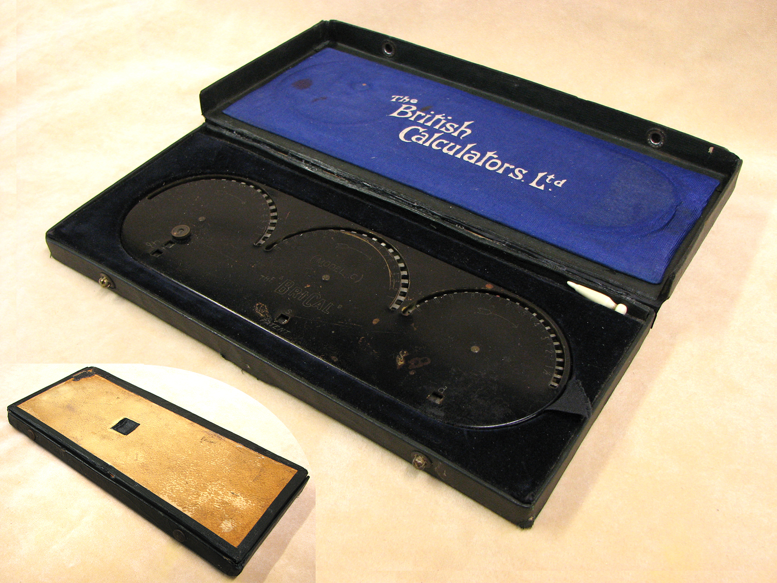 Rare Model C BriCal money calculating machine in case, circa 1910